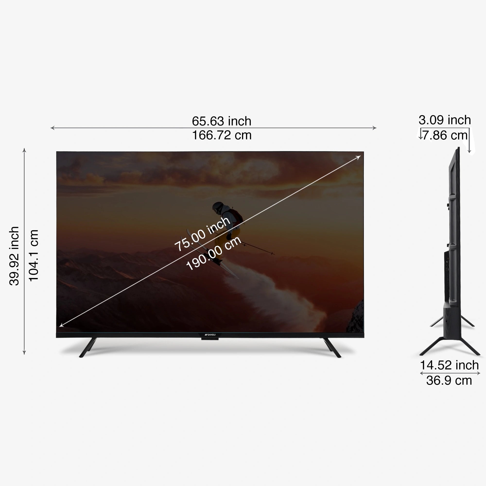 Sansui 190 cm (75) Google TV QLED (4K), HDR10+, HSR 120 Hz with Dolby Vision, Dolby Atmos & 30W Box Speaker